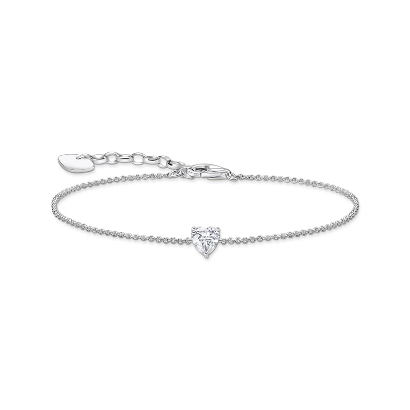 Thomas Sabo Eine Grösse, 925 Sterling Silver Pink Cubic Zirconia Heart Bracelet Jewellery, Sterling Silver, Cubic Zirconia A2157-051-14, Eine Grösse