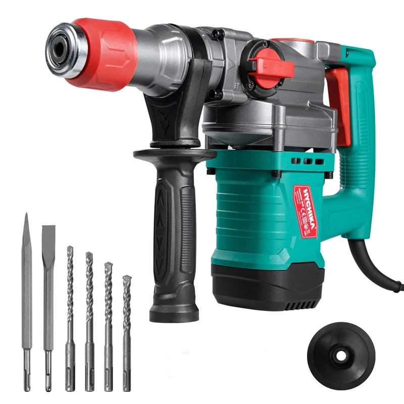 HYCHIKA Hammer Drill, SDS Plus Drill, 900W Demolition Hammer, Concrete Breaker, 790 RPM Corded Rotary Drill for Masonry, 4400 BPM Electric Chisel