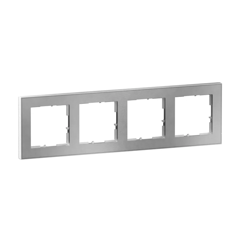 LEGRAND, Seano+ 765394 4-Way Frame with Real Material Surface, Halogen-Free Thermoplastic, Sustainable Production and Packaging, Colour: Brushed Steel,