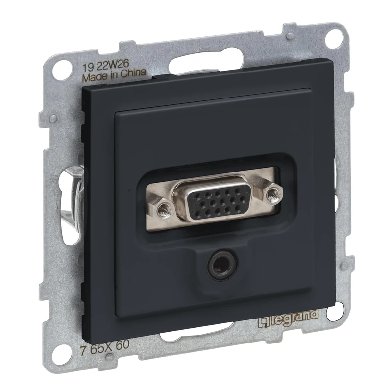 LEGRAND, Seano HD15 connection unit + 3 mm jack, insert including cover, screw terminals, colour: anthracite, 765460