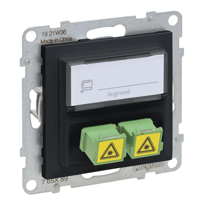 LEGRAND, SEANO SC/APC Monomode Fibre Optic Socket, 2 Fibre Optic Cables, Duplex Adapter, Colour: Anthracite, 765489