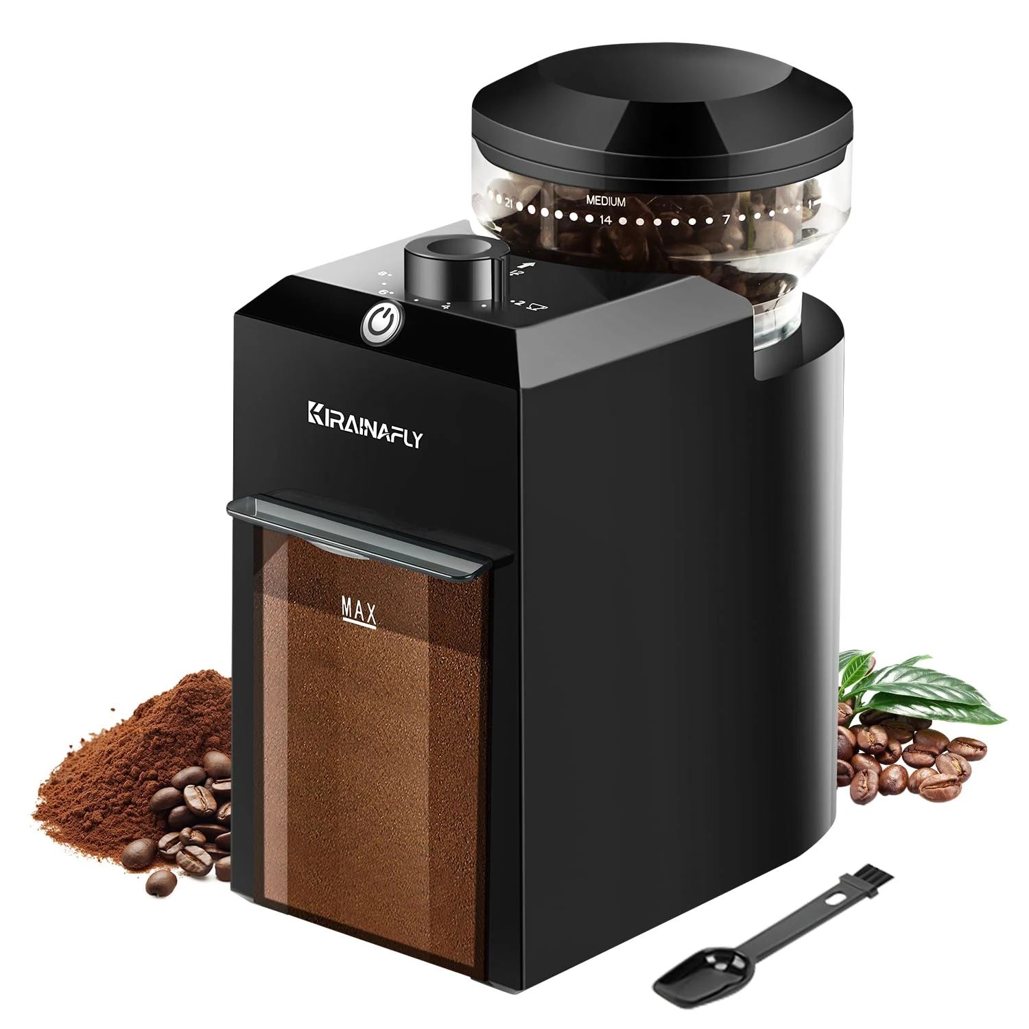 Electric Burr Coffee Grinder,Adjustable Coffee Grinder with 28 Precise Grind Setting for French Press, Drip Coffee and Espresso,12 Cups (Black)