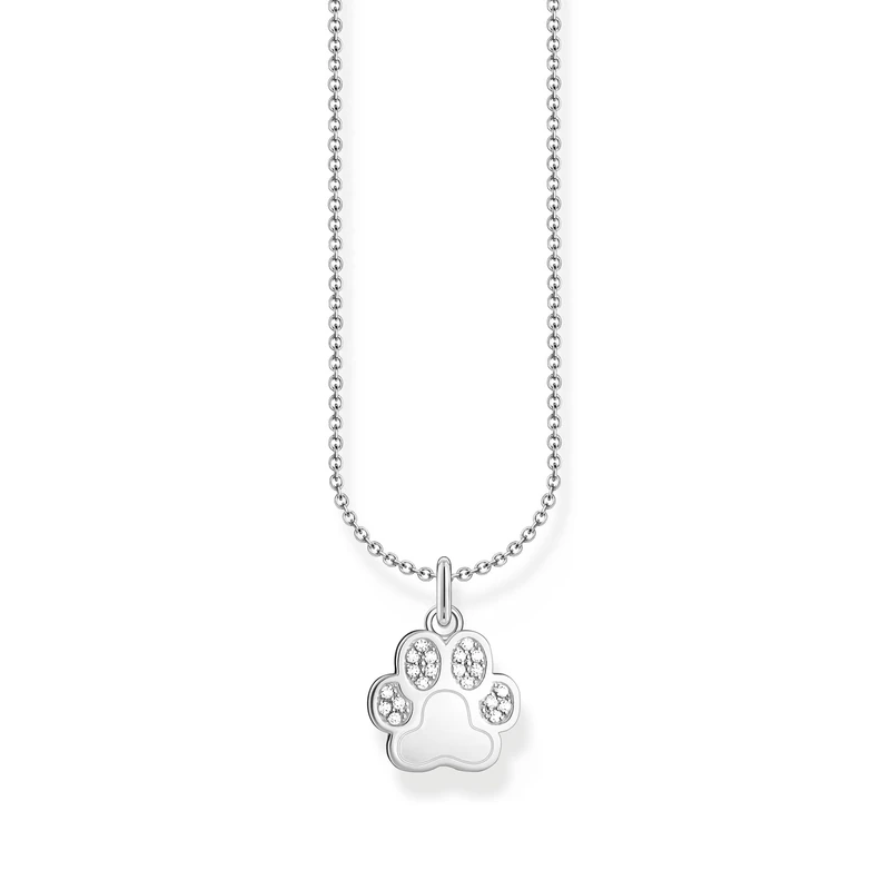 THOMAS SABO Paw Print Pendant Necklace 925 Sterling Silver KE2215-051-14, one size, Sterling Silver, Cubic Zirconia