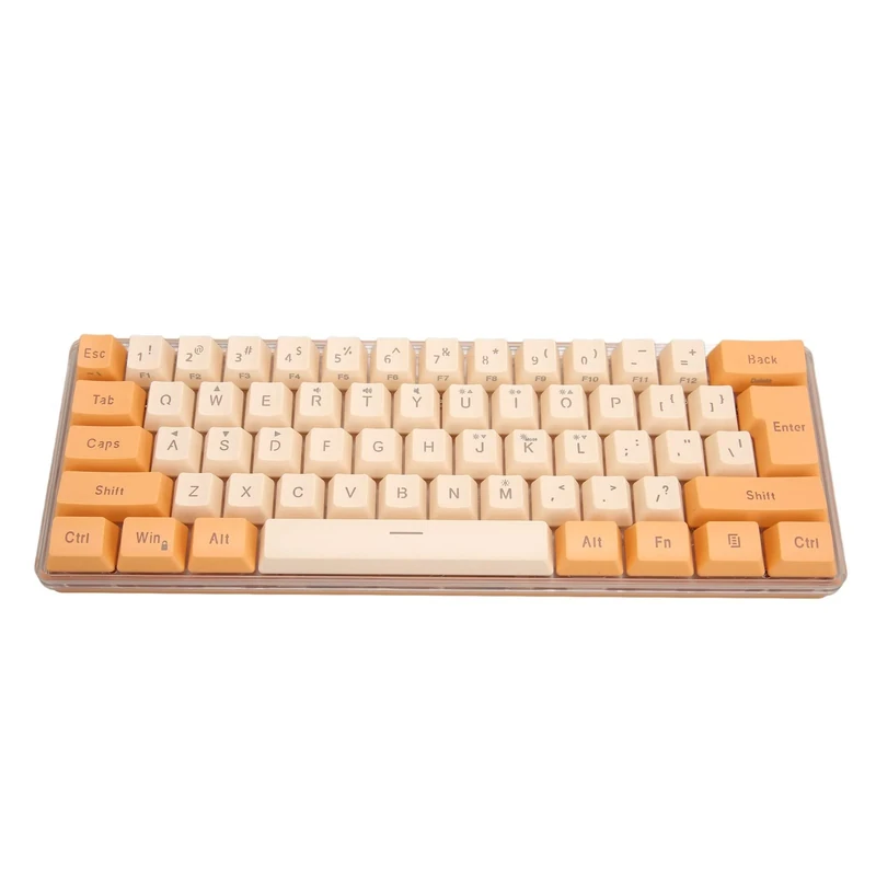 NIZUUONE Gaming Keyboard USB 61 Keys RGB Light Contrast Mechanical Wired Keyboard for Office Games (Orange Beige)
