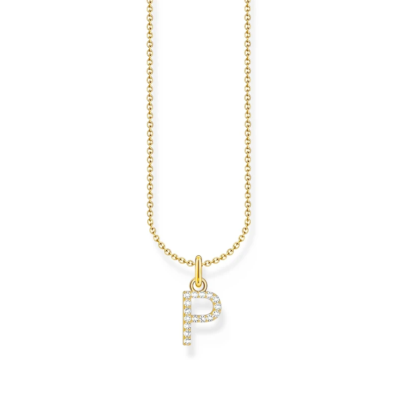 Thomas Sabo Letter P Necklace 925 Sterling Silver with Zirconia KE2255-051-14