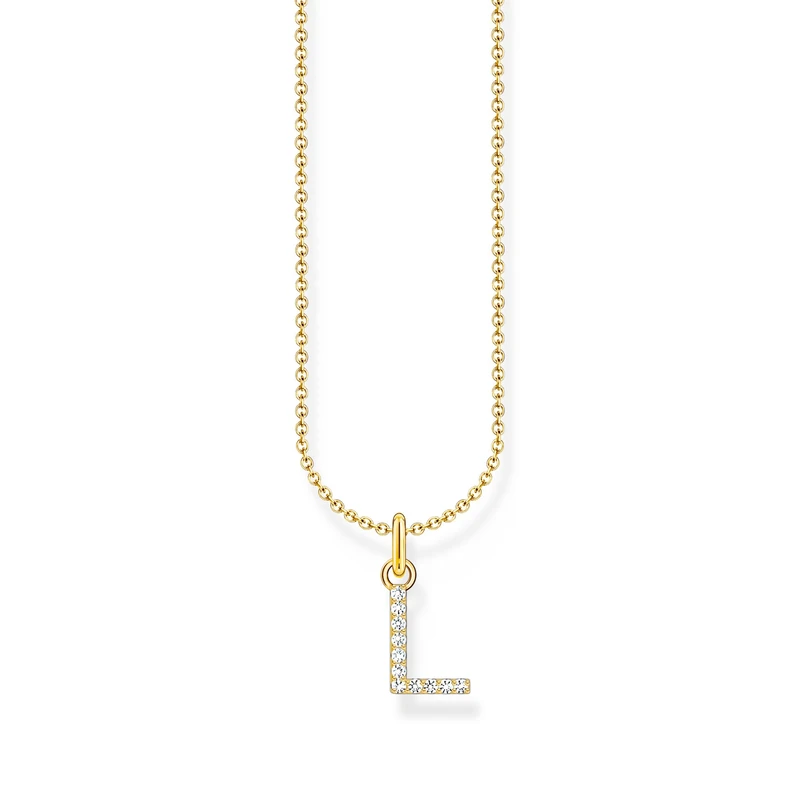 Thomas Sabo Letter L Necklace 925 Sterling Silver with Zirconia KE2251-051-14