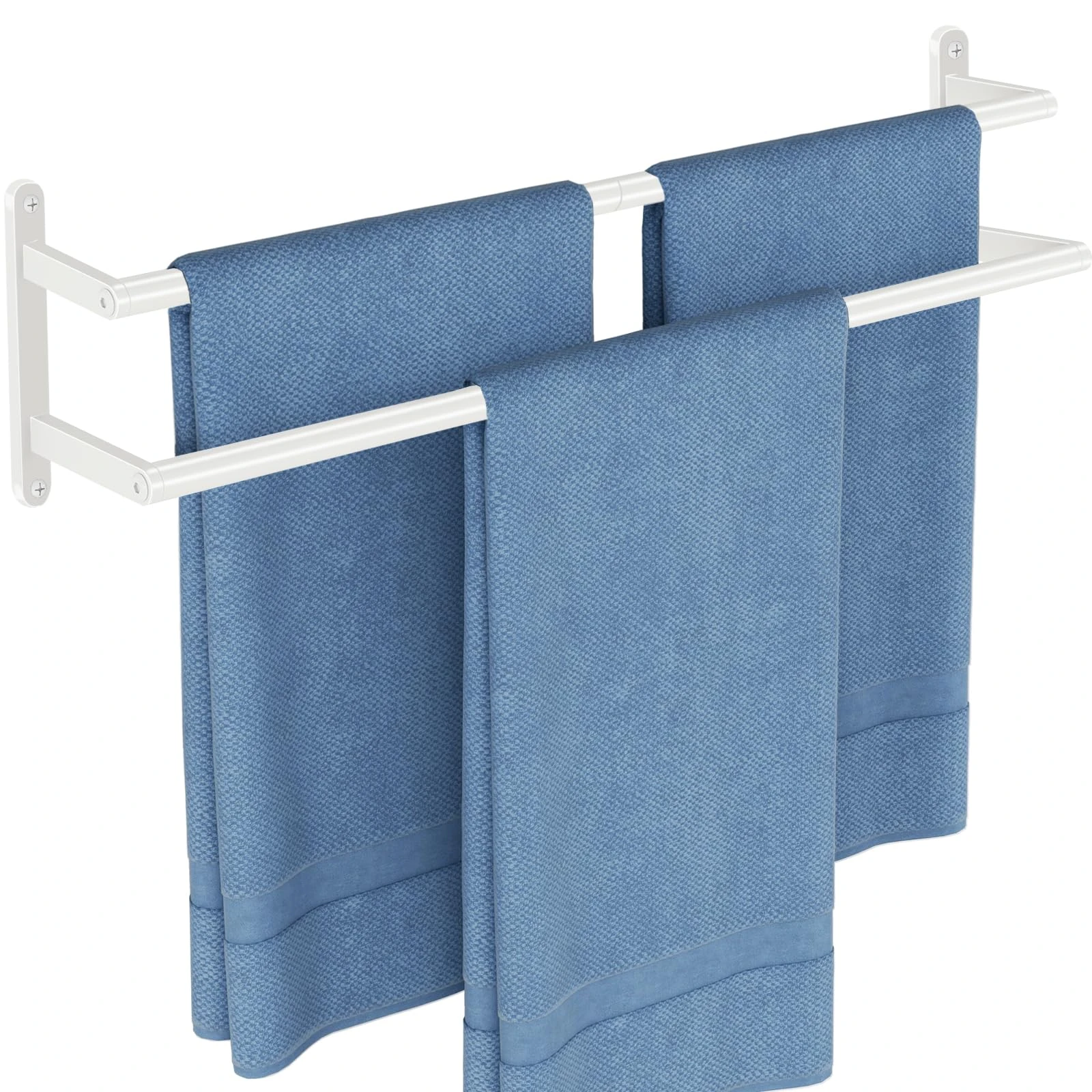 JIAPAIDUO Double Towel Bar, 24Inch Towel Rack for Bathroom, Stainless Steel Double Bath Towel Bar, Wall Mounted Towel Holder, Double Towel Rod Towel Rail Hanger for Bathroom Wall, Kitchen (White)