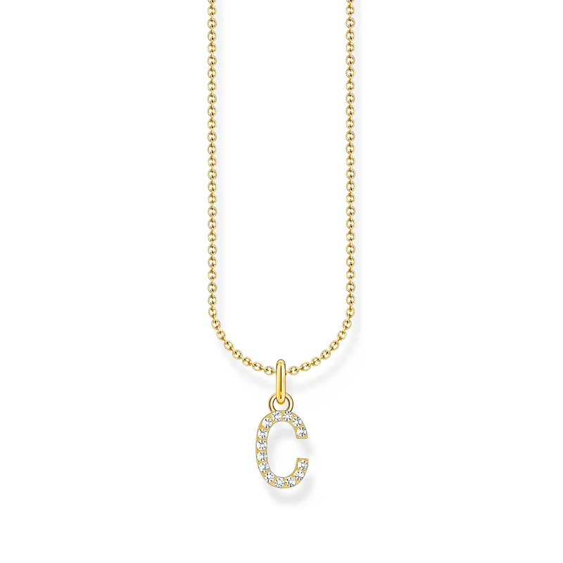 Thomas Sabo Letter C Necklace 925 Sterling Silver with Zirconia KE2242-051-14