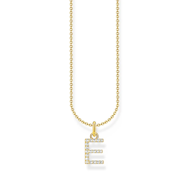 Thomas Sabo Letter E Necklace 925 Sterling Silver with Zirconia KE2244-051-14