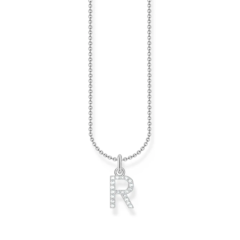Thomas Sabo letter Q necklace, gold-plated silver with zirconia, KE2256-414-14