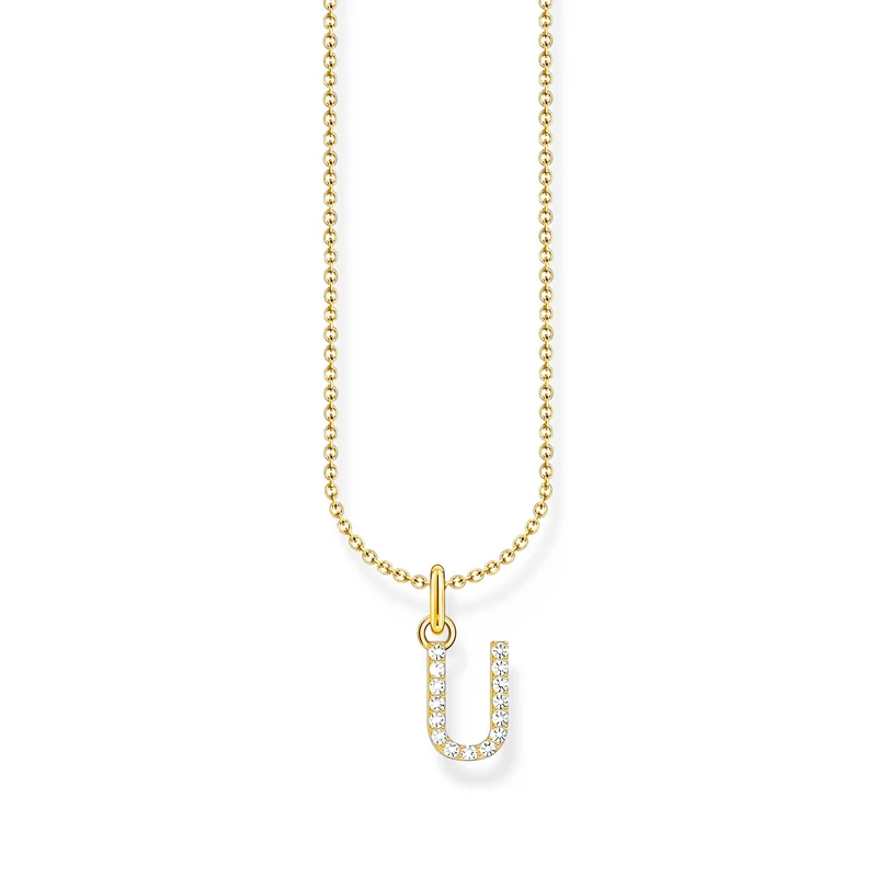 Thomas Sabo Letter U Necklace 925 Sterling Silver with Zirconia KE2260-051-14