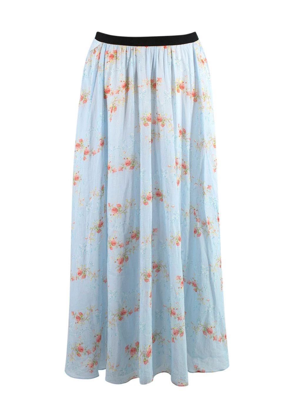 Emilia Wickstead Pre-Loved Blue Floral Print Alula Midi Skirt