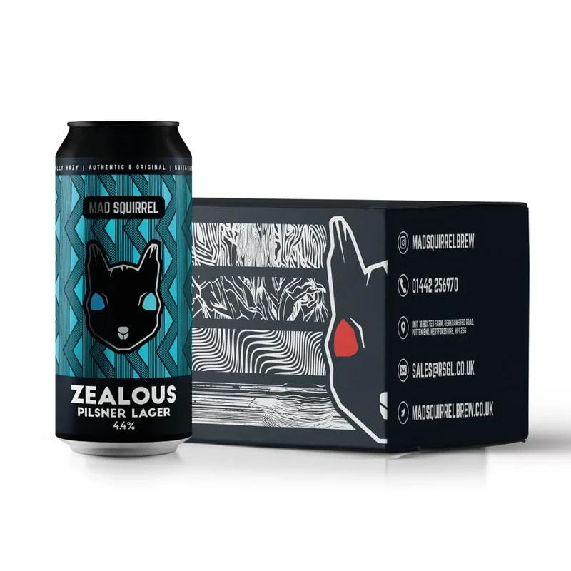 Mad Squirrel - Zealous, Pilsner Lager, 4.4% ABV, 12 x 440ml Cans
