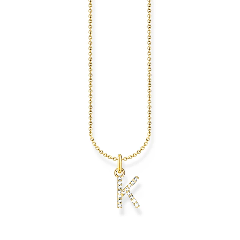 Thomas Sabo Letter K Necklace 925 Sterling Silver with Zirconia KE2250-051-14