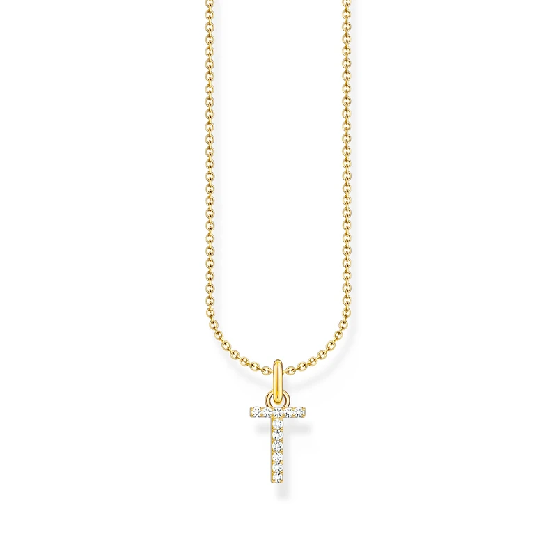 Thomas Sabo Letter T Necklace 925 Sterling Silver with Zirconia KE2259-051-14