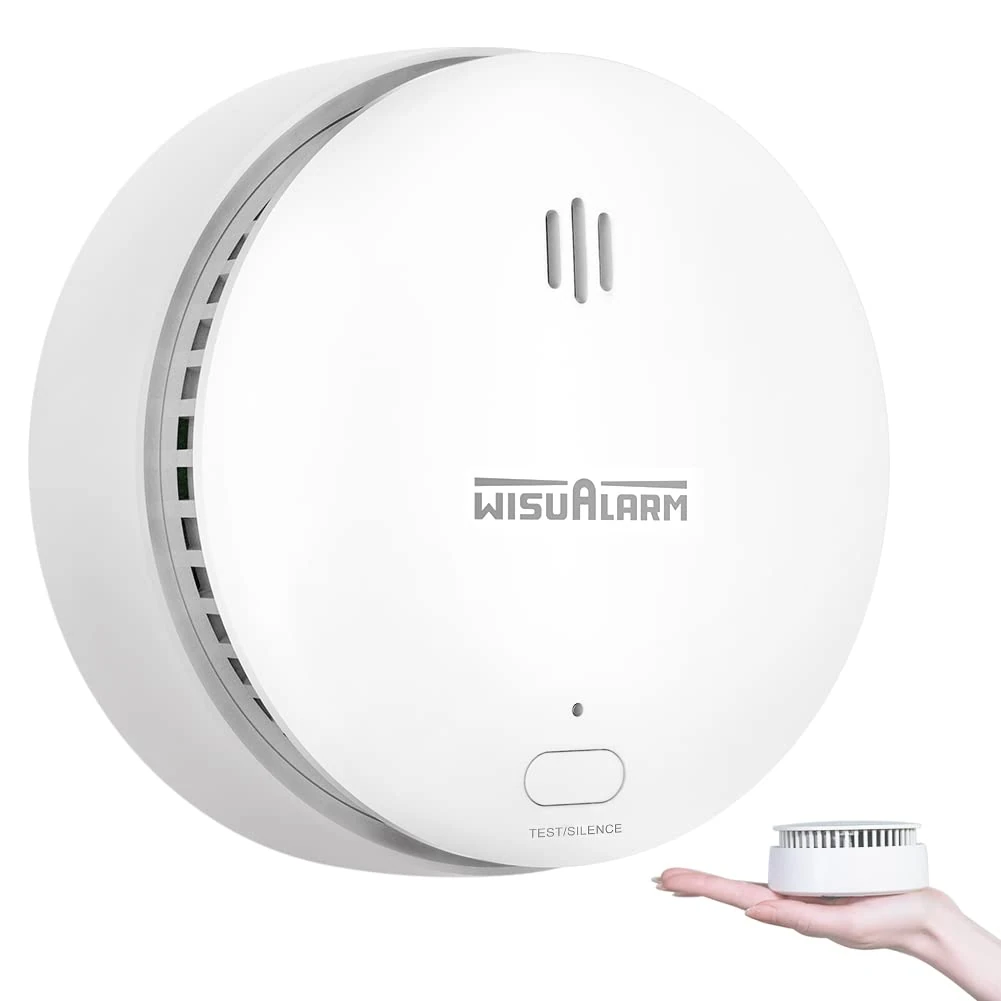Smoke Alarms for Home, 10-Year Battery, Smoke Alarm, Fire Alarm with Test/Silence Button, Smoke Detector Certificated by TUV Conforms to EN14604 Standard (1pcs)