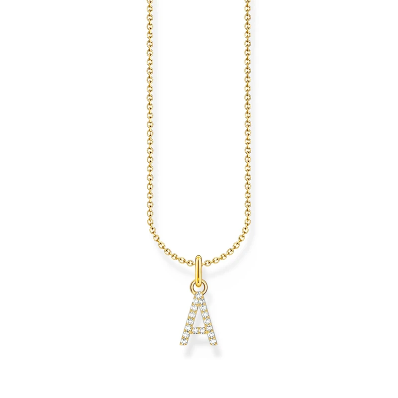 Thomas Sabo Letter A Necklace 925 Sterling Silver with Zirconia KE2240-051-14