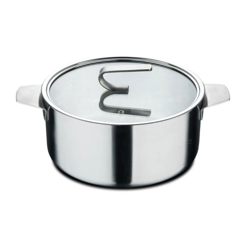 MasterPRO Sigma Large Cooking Pot with Lid 9.2 L 28 x 15 cm Stainless Steel Multilayer Sturdy Handle Inner Dimensions Suitable for Various Heat Sources