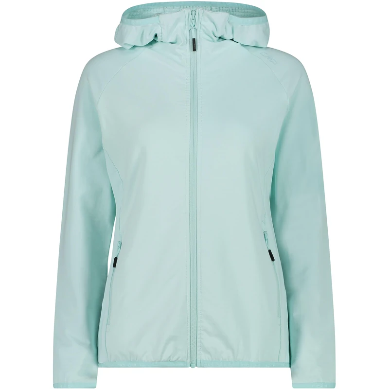 CMP - Women's Grid Tech Fleece Jacket with Fixed Hood, Aqua, 12