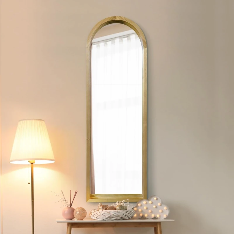 The Naturalis - Solid Oak Framed Arched Leaner/Wall Mirror 47" X 16" (120CM X 40CM) Scandinavian 'Scandi' Inspired, Brown