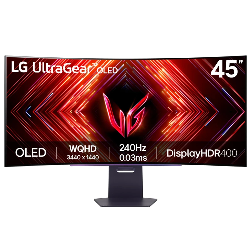 LG UltraGear Curved OLED Gaming Monitor 45GS95QE, 45 inch, 1440p, 240Hz, 0.03ms Response Time, HDR 10, NVIDIA G-Sync compatible & AMD FreeSynce, Smart Energy Saving, DisplayPort, HDMI