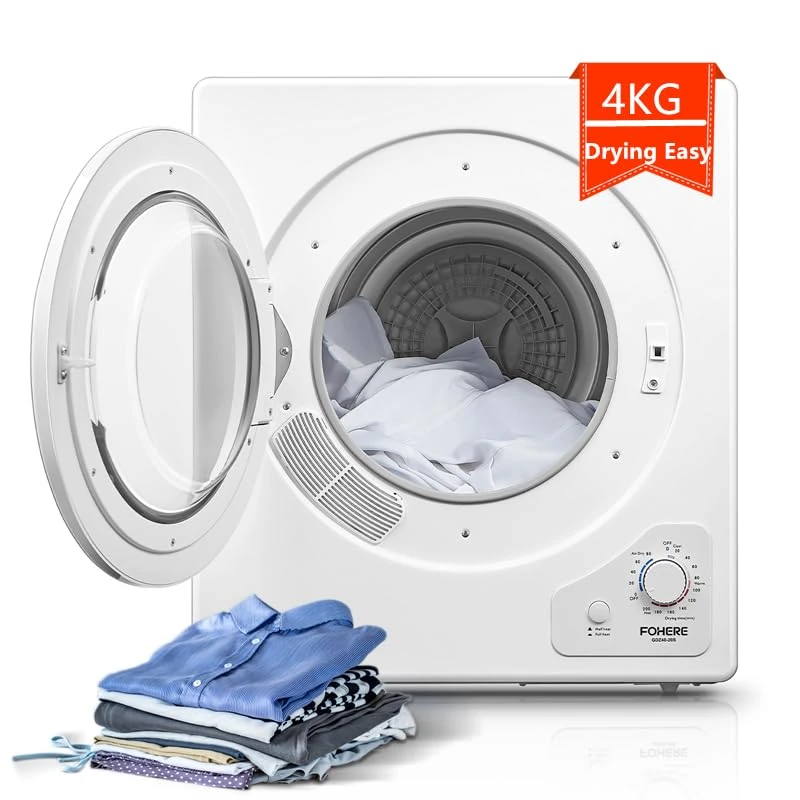 4KG Compact Vented Tumble Dryer, FOHERE Freestanding Table top Dryer with 5 Heat Settings, Stainless Steel Tub