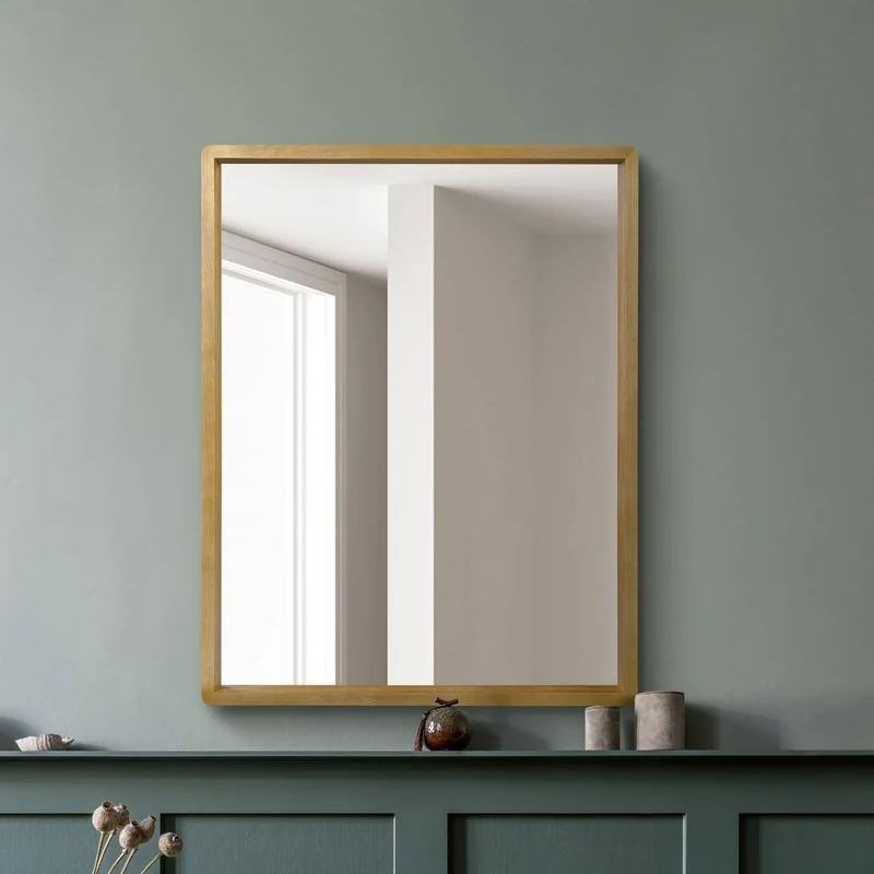 The Naturalis - Solid Oak Framed Overmantle Wall Mirror 40" X 31" (102CM X 80CM) Scandinavian 'Scandi' Inspired, Brown