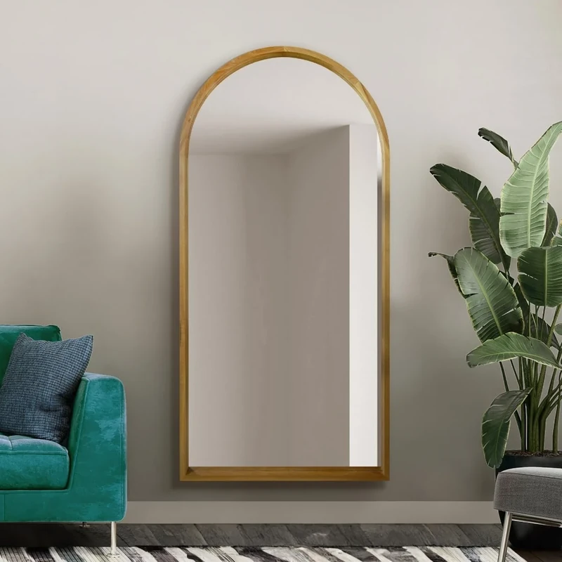 The Naturalis - Solid Oak Framed Arched Leaner/Wall Mirror 71" X 35" (180CM X 90CM) Scandinavian 'Scandi' Inspired, Brown