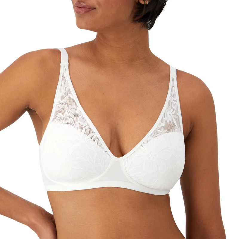 Bali Women's Breathe Modal T-Shirt Bra, Breathable Wireless Bra, Full-Coverage Convertible Bra, White, L