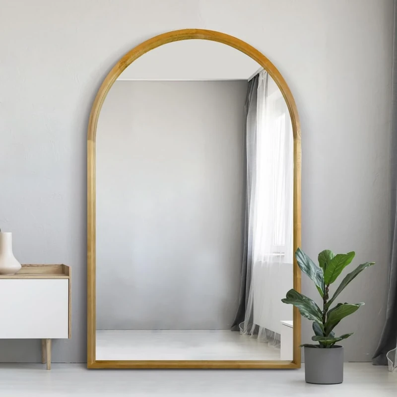 The Naturalis - Solid Oak Framed Arched Leaner/Wall Mirror 75" X 47" (190CM X 120CM) Scandinavian 'Scandi' Inspired