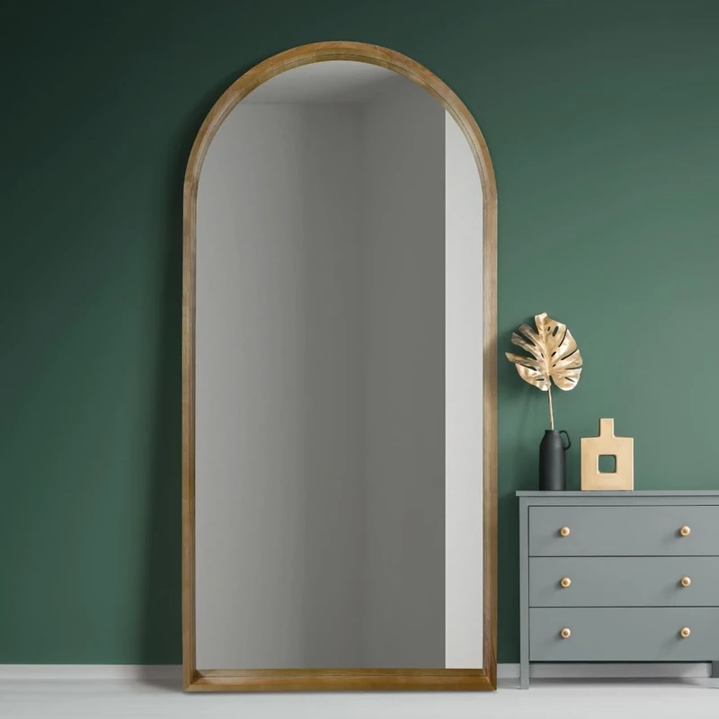 The Naturalis - Solid Oak Framed Arched Leaner/Wall Mirror 79" X 39" (200CM X 100CM) Scandinavian 'Scandi' Inspired.