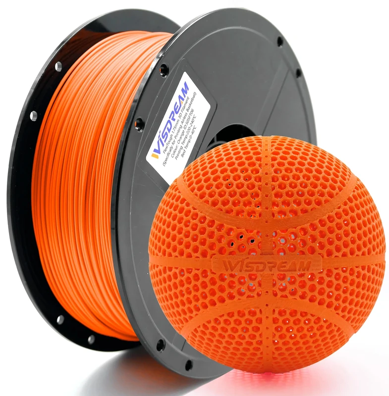 WISDREAM FlexiTough Flexible Filament, Orange, Developed Specifically for 3D Printed airless basketballs,1.75mm,1KG (2.2lbs),Compatible with Most FDM Printer - Image 1