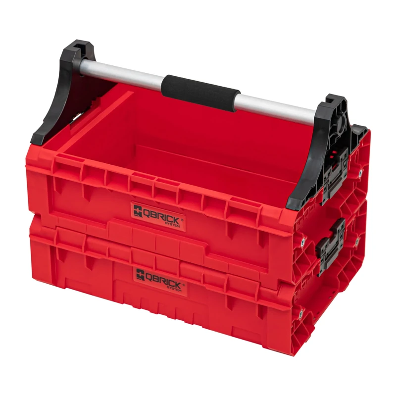 Qbrick - System PRO Modular Tray Set RED Ultra HD - Handle + Extension Module + Box 130 - Organiser Storage for Box Set and Accessories with High Storage Capacity