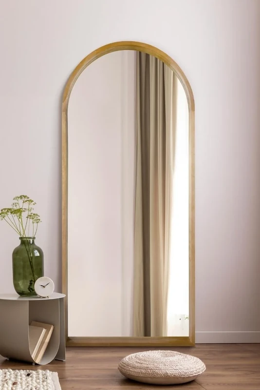 The Naturalis - Solid Oak Framed Arched Leaner/Wall Mirror 75" X 33" (190CM X 85CM) Scandinavian 'Scandi' Inspired, Brown