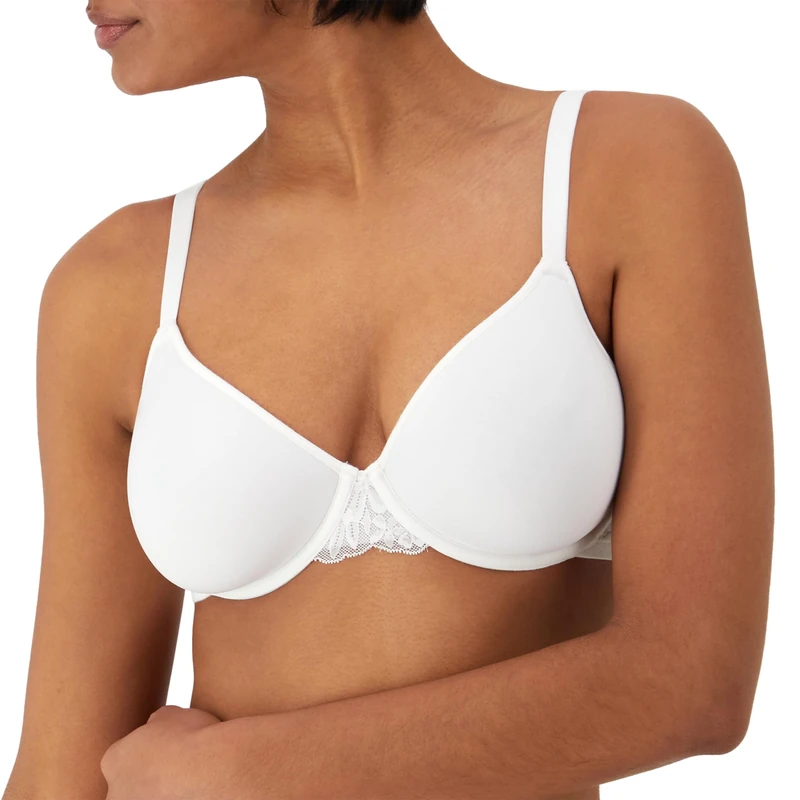 Bali Women's Breathe Modal T-Shirt, Breathable Lightweight Underwire Bra, Convertible Straps, White, 36D