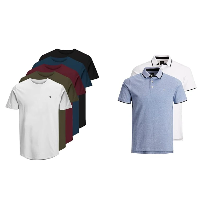 JACK & JONES T-Shirt Navy Blazer M T-Shirt Bright Cobalt/Weiß M