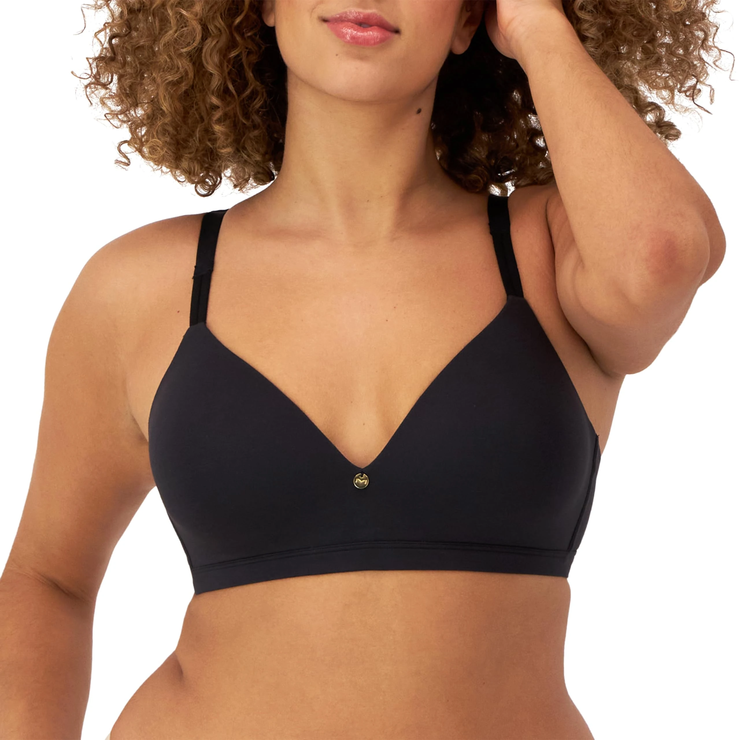 Maidenform Women's, Everyday Luxe T-Shirt Wireless Bras, Convertible Straps, Smoothing, Opaque, Black, 36B