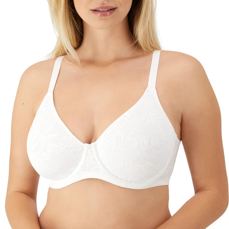 Bali Women's Breathe Lace Underwire, Breathable Modal Bra, Convertible Straps, White, 34C