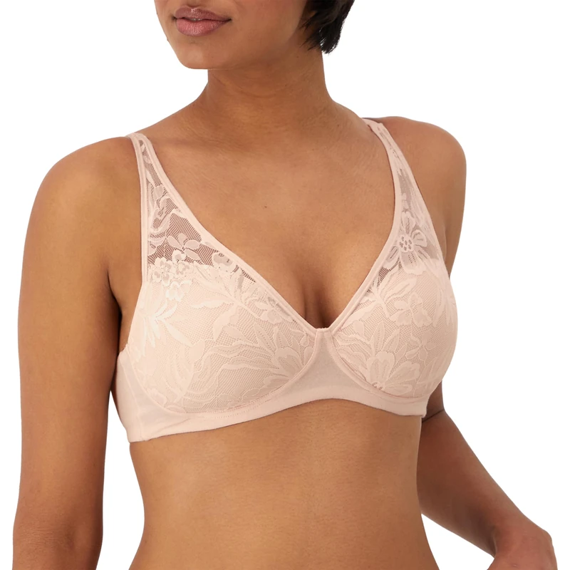 Bali Women's Breathe Modal T-Shirt, Breathable Wireless, Full-Coverage Convertible Bra, Light Buff, M