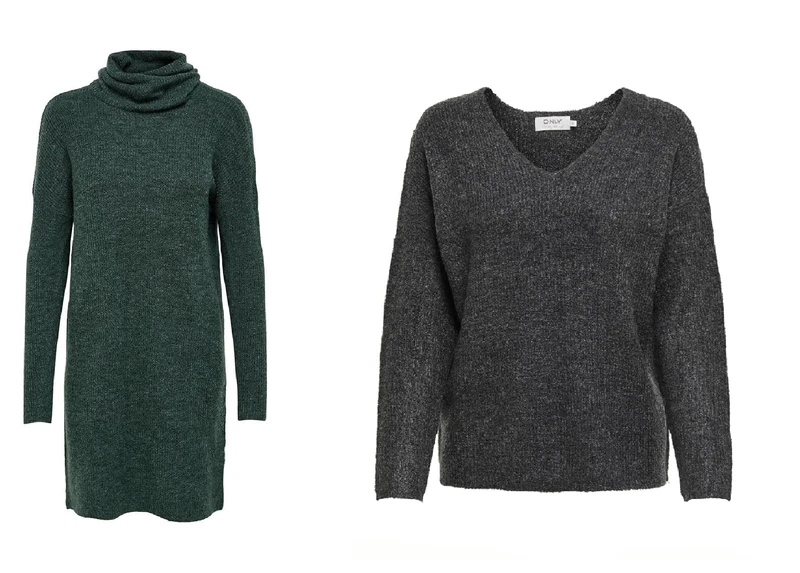ONLY Kleid Mallard Green Melange XL Pullover Dark Grey Melange XL