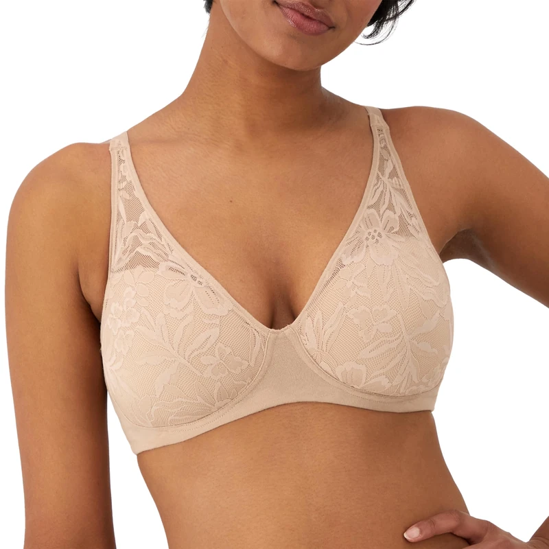 Bali Women's Breathe Modal T-Shirt, Breathable Wireless, Full-Coverage Convertible Bra, Almond, M