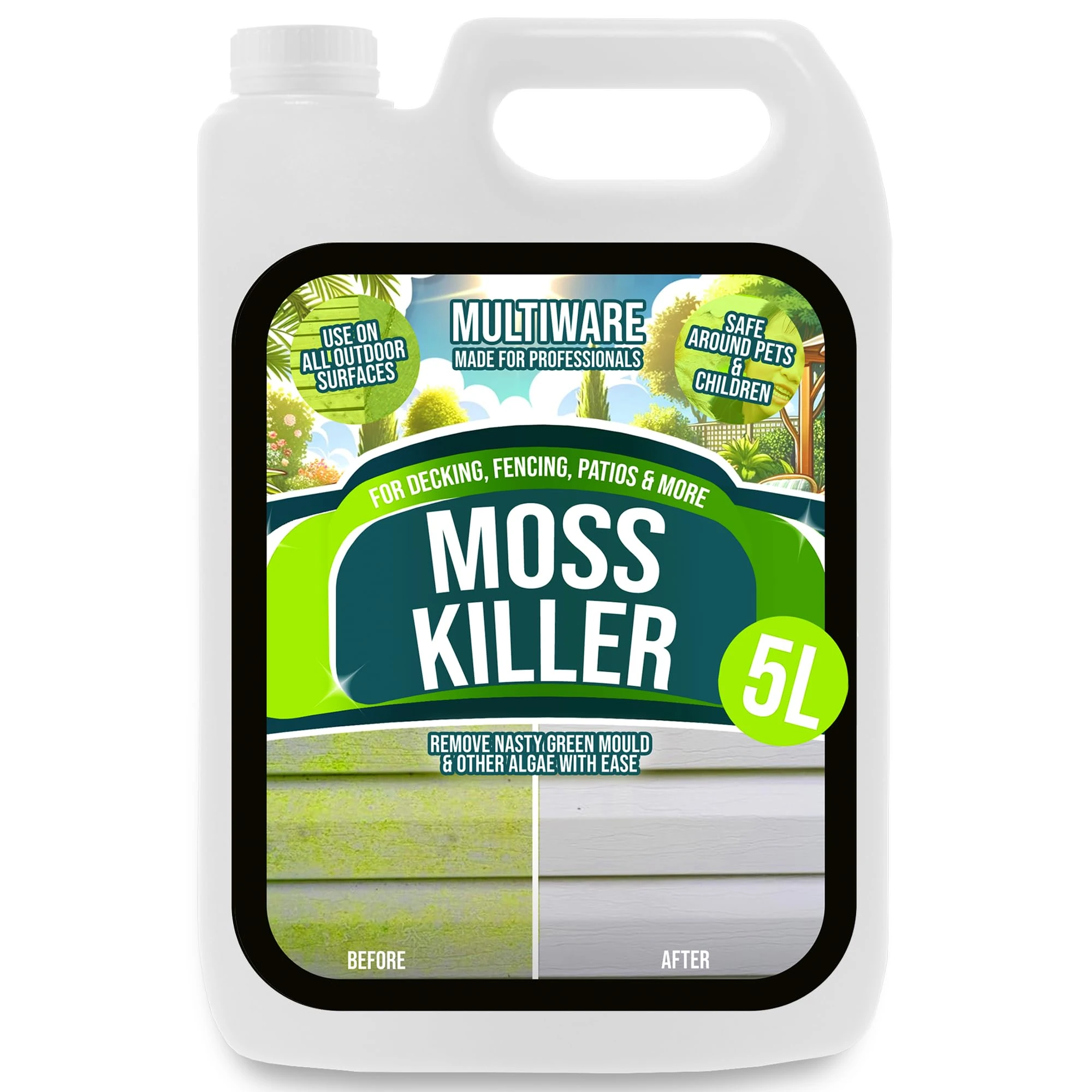 MultiWare Patio Cleaner | Moss Killer For Paths And Drives | Algae Remover | Spray And Walk Away Patio Cleaner | Spray And Leave | Safe To Use With Pets | 5L Makes 20L (1)