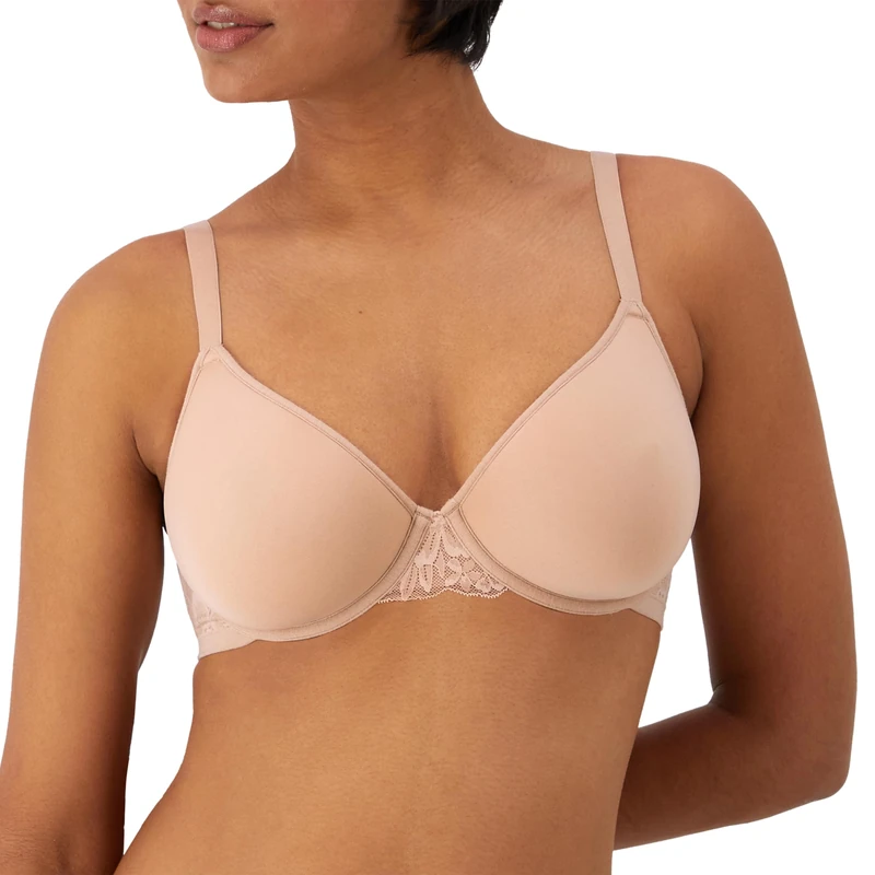 Bali Women's Breathe Modal T-Shirt Bra, Breathable Lightweight Underwire Bra, Convertible Straps, Almond, 34C