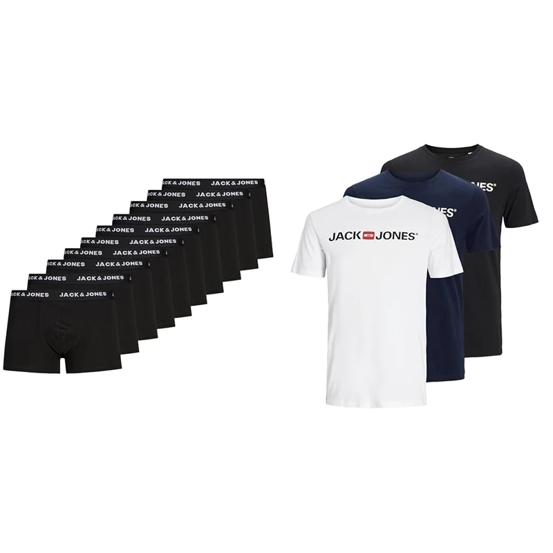 JACK & JONES Boxershorts Schwarz XXL T-Shirt 12137126 - Black/White/Navy Blazer XXL