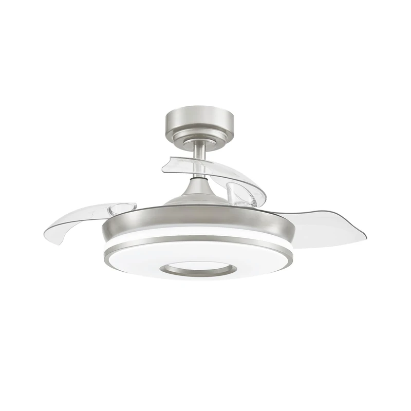 Eden pulse Ceiling Fan Nickel 48W, 32/44.5 x 38/91 cm, 6 Speeds 91D 3000-4000-6000K, 3 Folding Blades
