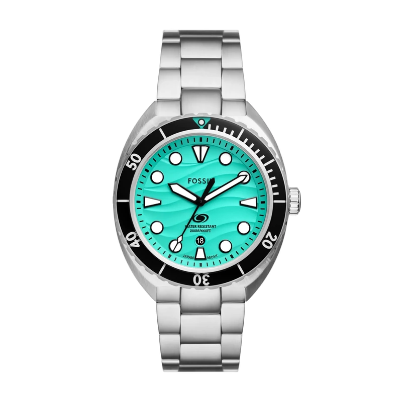 Fossil Breaker Watch for Men, Quartz Three Hand Date Movement with Stainless Steel or Silicon Strap