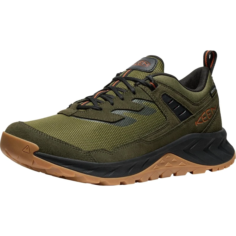 KEEN Men's Hightrail Low Height Durable Lightweight Breathable Leather Waterproof Hiking Shoes, Winter Moss/Gold Flame, 10.5