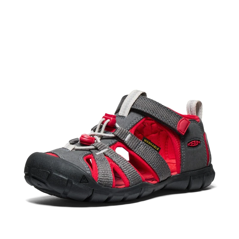 KEEN Unisex-Child Seacamp 2 CNX Closed Toe Sandals, Magnet/Red Carpet, 4