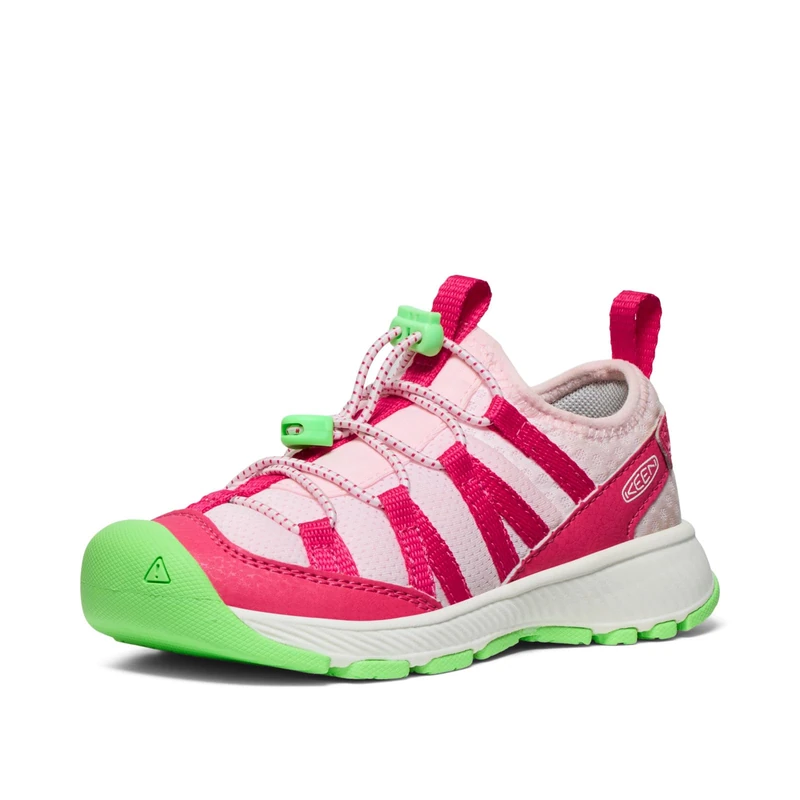 KEEN Unisex-Child Motozoa Comfortable Easy On Breathable Lightweight Athletic Sneakers, Raspberry/Summer Green, 4
