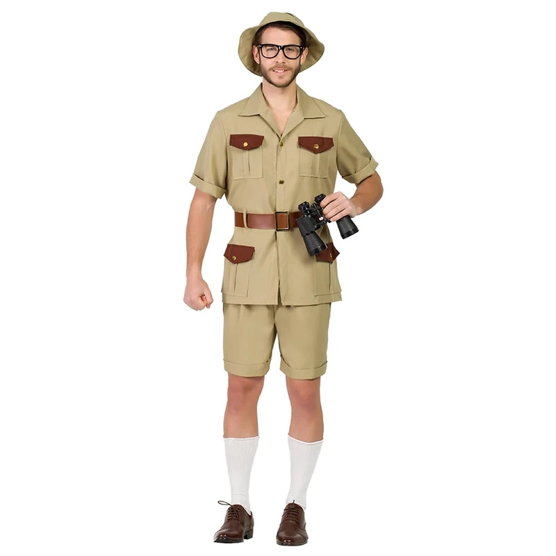 Boland Safari Ranger Costume for Adults – 4-Piece Explorer Outfit with Hat, Shirt, Shorts & Belt – Beige & Brown Animal Keeper Fancy Dress Extra Large